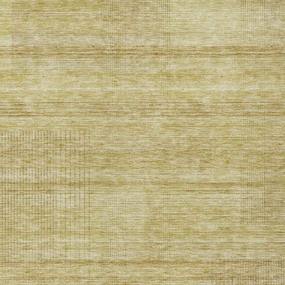 9' X 12' Gold Wheat And Beige Striped Washable Indoor Outdoor Area Rug