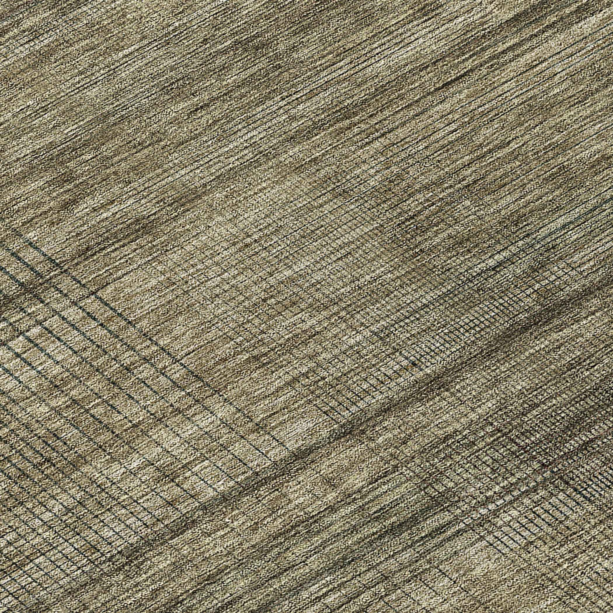 8' Brown Beige And Taupe Round Striped Washable Indoor Outdoor Area Rug