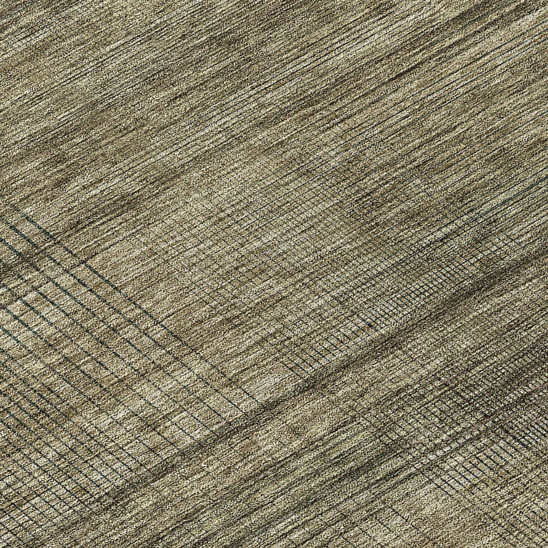 8' Brown Beige And Taupe Round Striped Washable Indoor Outdoor Area Rug