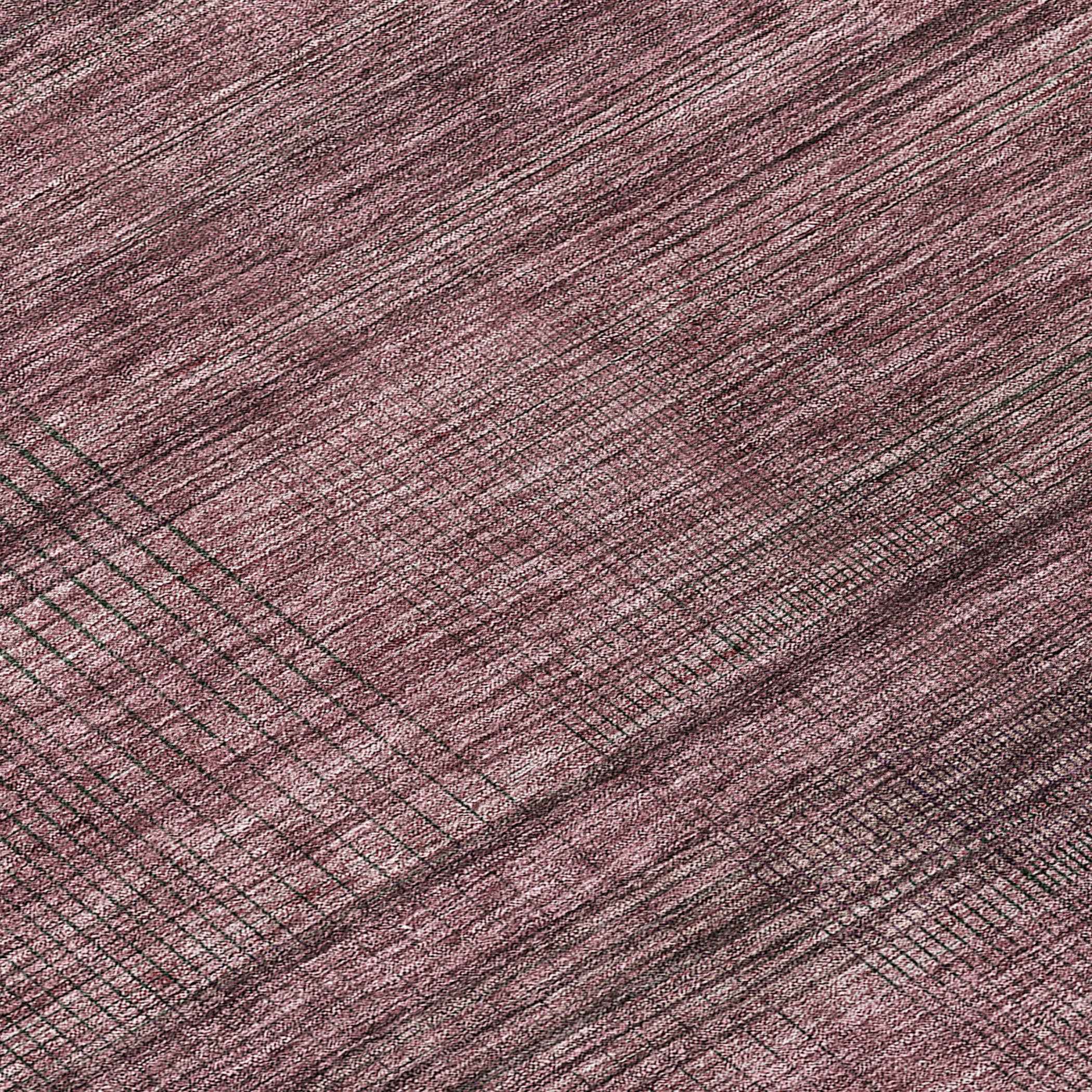 8' Merlot And Gray Round Striped Washable Indoor Outdoor Area Rug