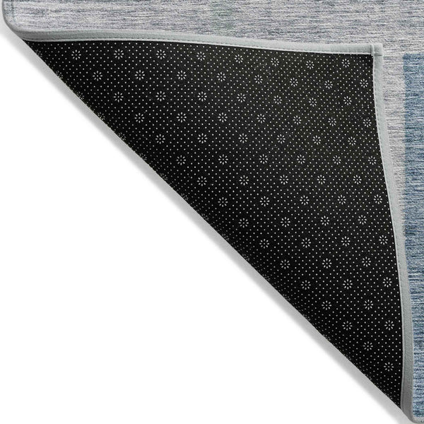 8' X 10' Gray Charcoal And Blue Geometric Washable Indoor Outdoor Area Rug