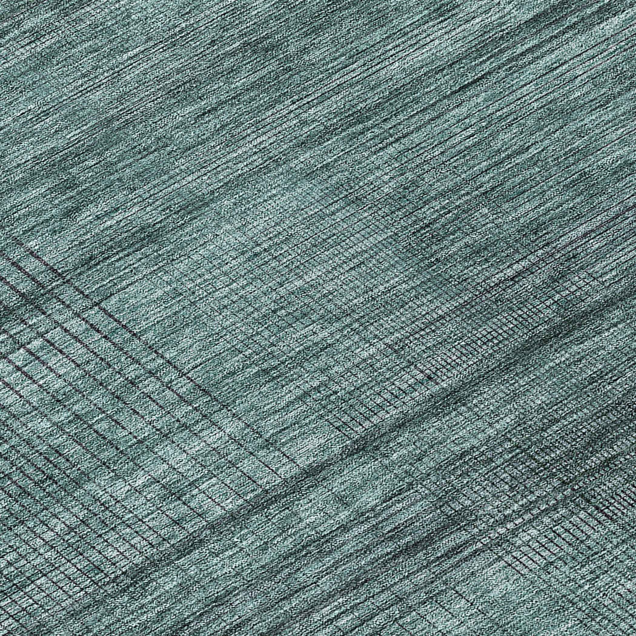 8' Teal Blue Aqua And Gray Round Striped Washable Indoor Outdoor Area Rug