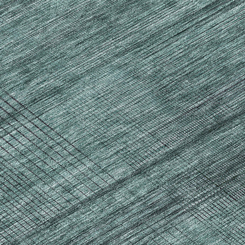 8' Teal Blue Aqua And Gray Round Striped Washable Indoor Outdoor Area Rug