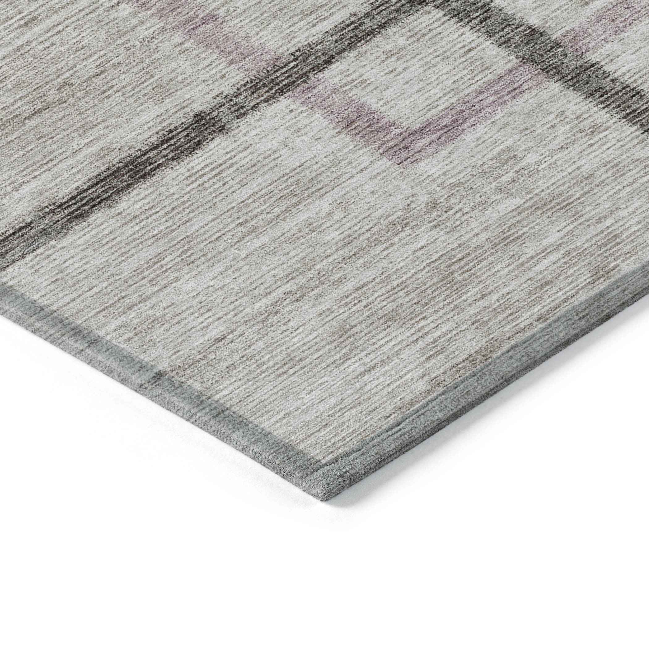 5' X 8' Taupe Charcoal And Copper Geometric Washable Indoor Outdoor Area Rug