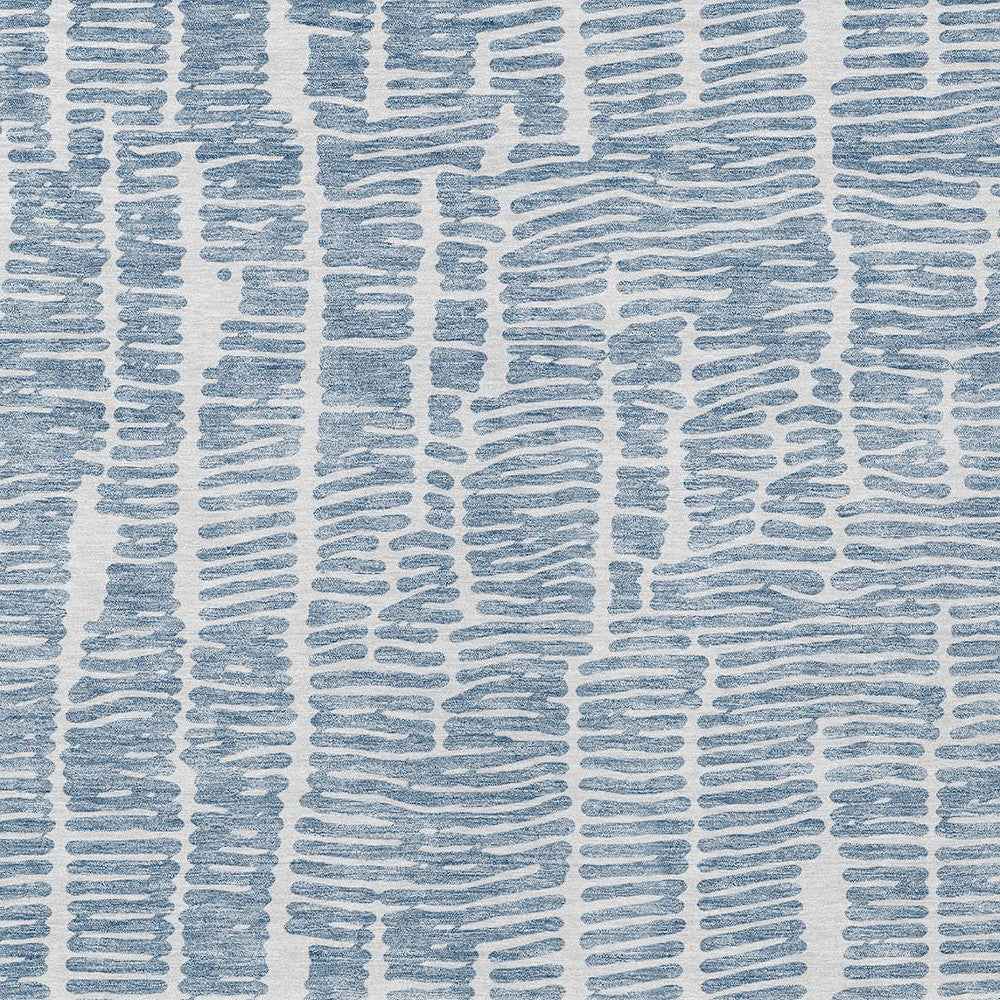9' X 12' Blue And Ivory Abstract Washable Indoor Outdoor Area Rug