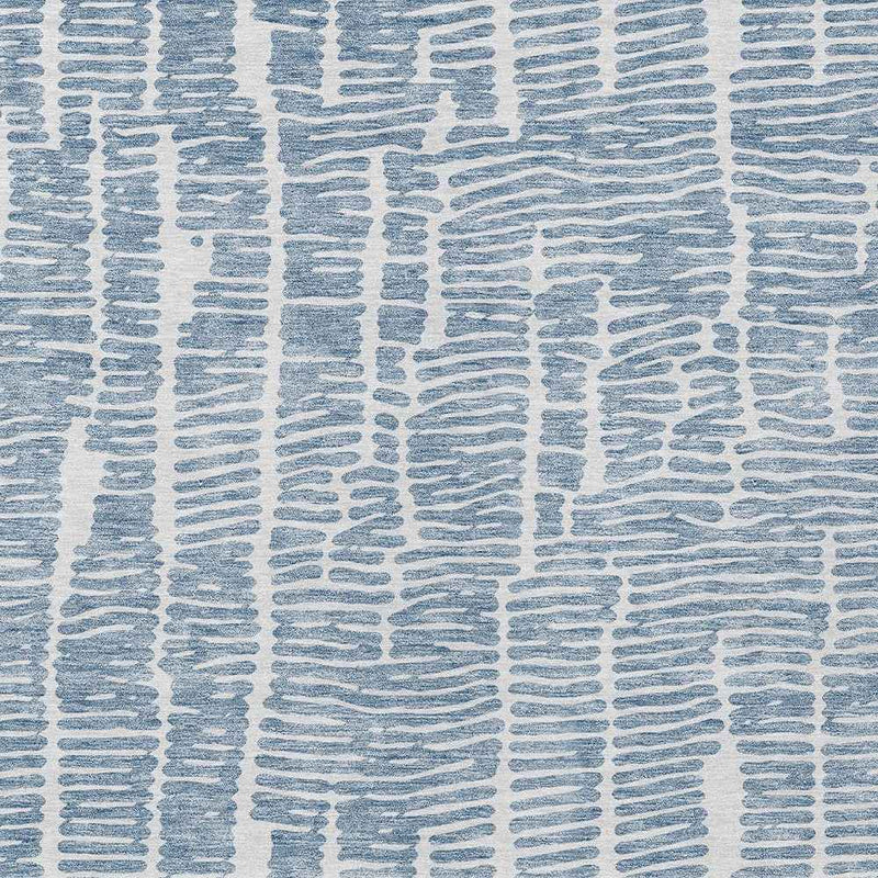 9' X 12' Blue And Ivory Abstract Washable Indoor Outdoor Area Rug