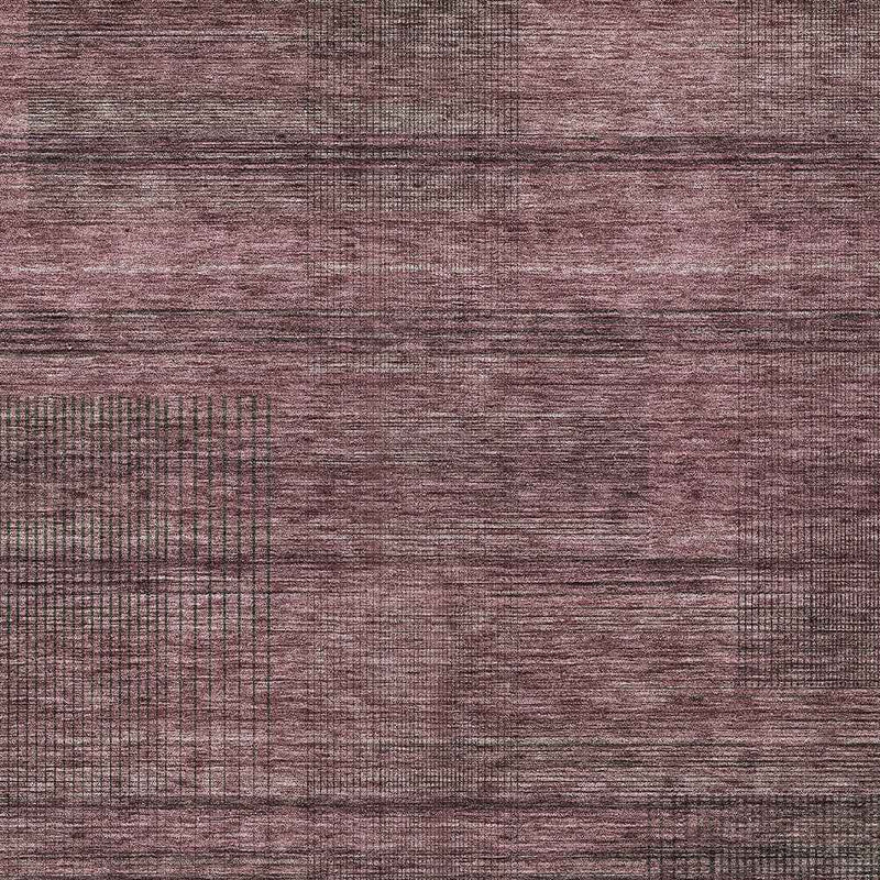 8' X 10' Merlot And Gray Striped Washable Indoor Outdoor Area Rug