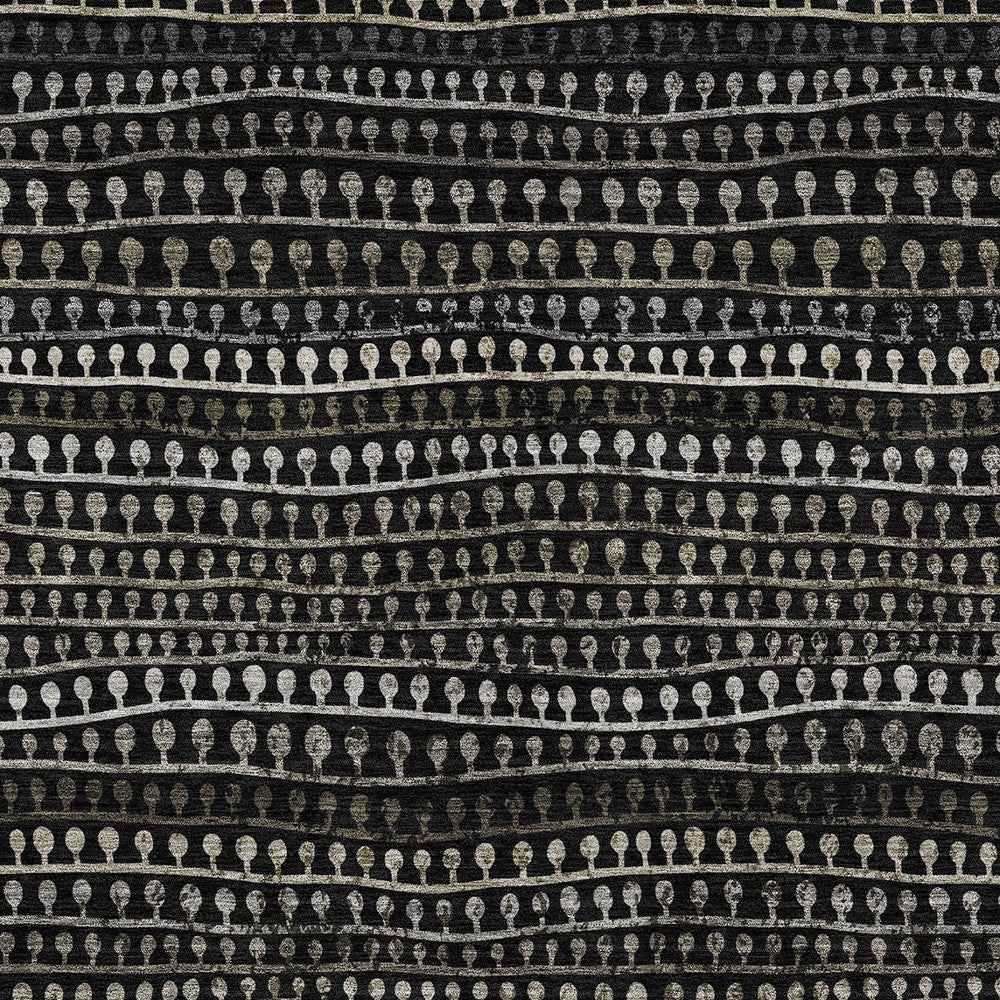 5' X 8' Taupe Charcoal And Gray Striped Washable Indoor Outdoor Area Rug