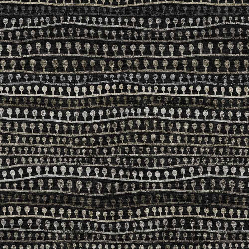 5' X 8' Taupe Charcoal And Gray Striped Washable Indoor Outdoor Area Rug