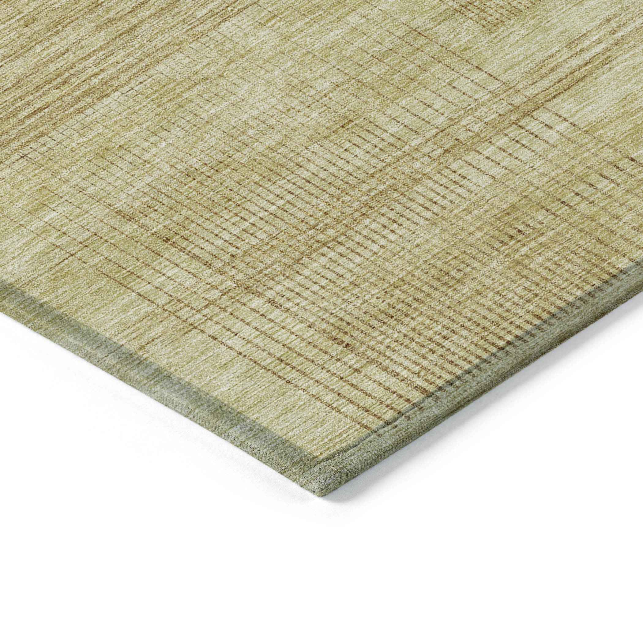 8' X 10' Gold Wheat And Beige Striped Washable Indoor Outdoor Area Rug
