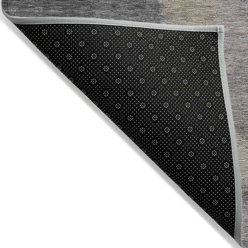 5' X 8' Gray Charcoal And Beige Abstract Washable Indoor Outdoor Area Rug