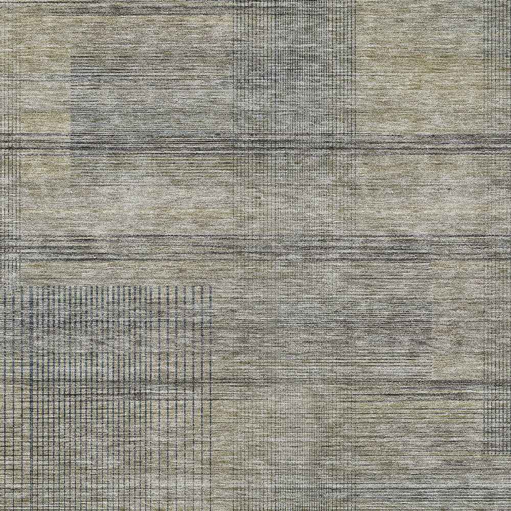 5' X 8' Khaki Beige And Gray Striped Washable Indoor Outdoor Area Rug