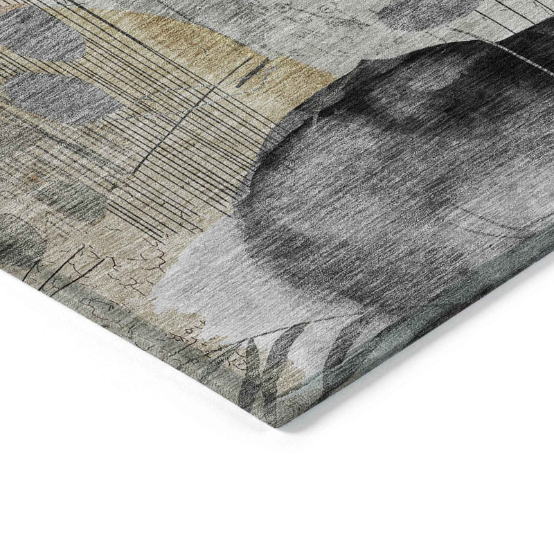 5' X 8' Terra Cotta Copper And Beige Floral Washable Indoor Outdoor Area Rug