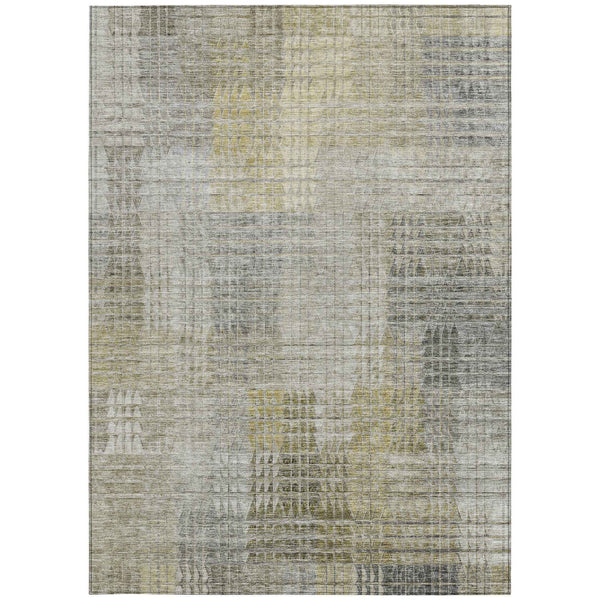 9' X 12' Taupe Beige And Brown Abstract Washable Indoor Outdoor Area Rug