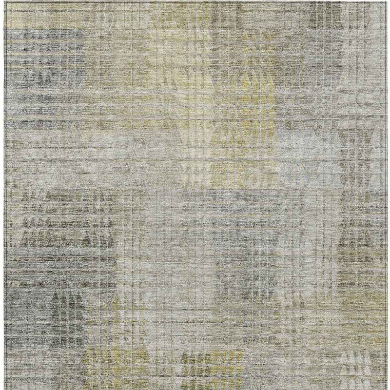 9' X 12' Taupe Beige And Brown Abstract Washable Indoor Outdoor Area Rug