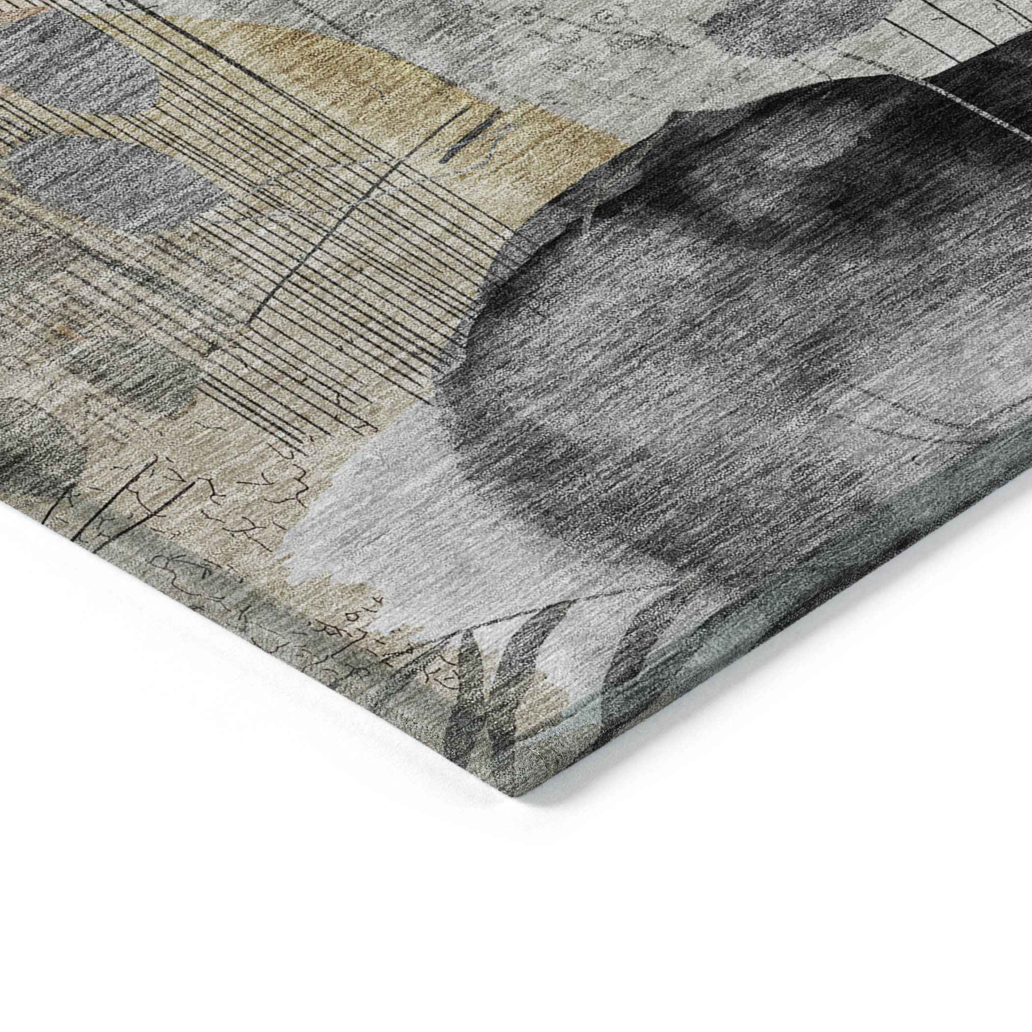 3' X 5' Terra Cotta Copper And Beige Floral Washable Indoor Outdoor Area Rug