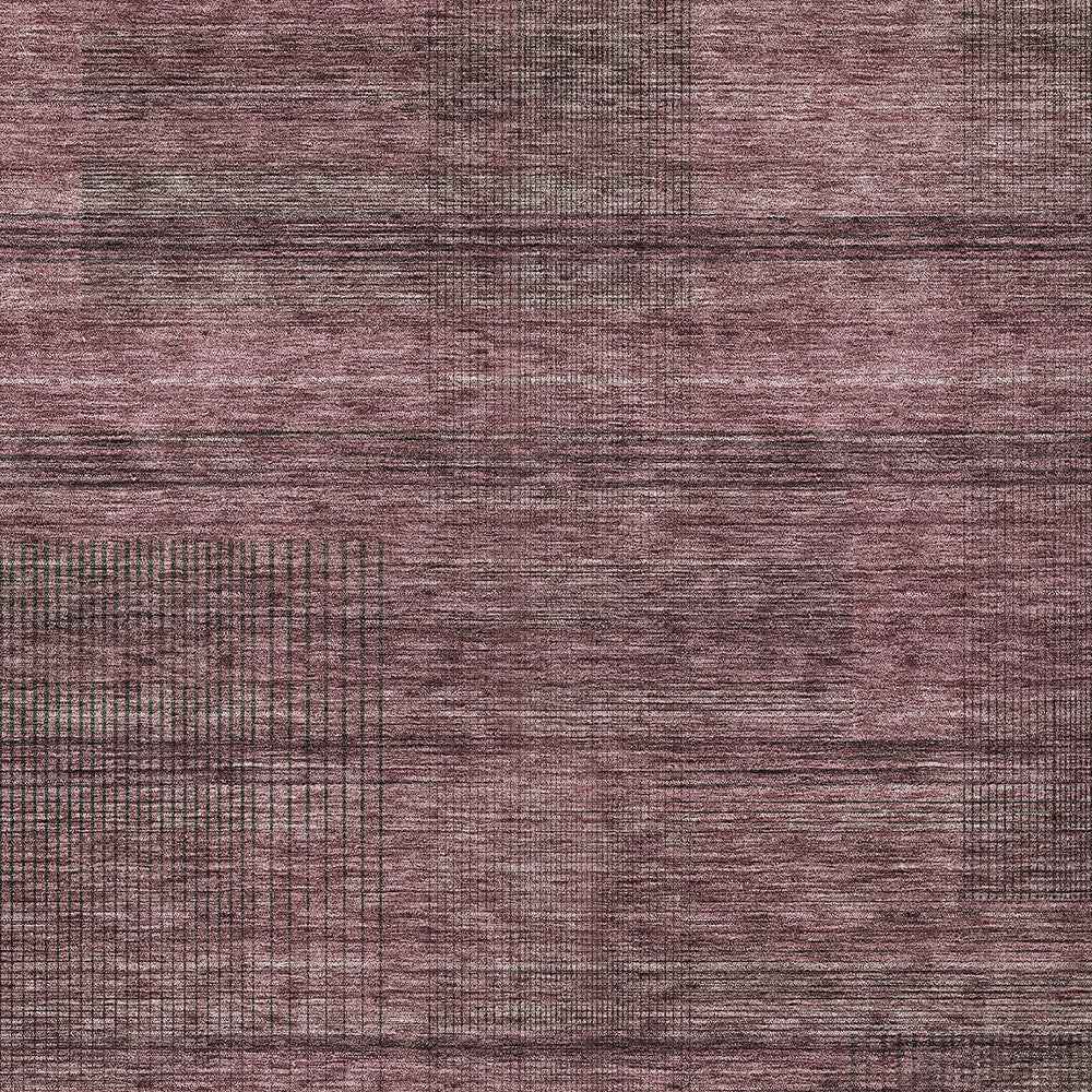3' X 5' Merlot And Gray Striped Washable Indoor Outdoor Area Rug