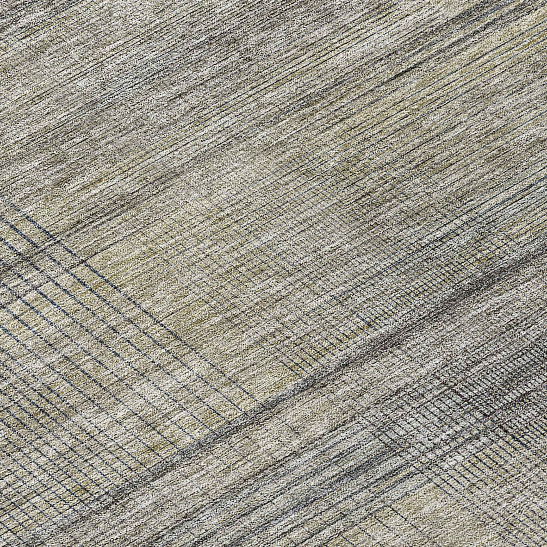 8' Khaki Beige And Gray Round Striped Washable Indoor Outdoor Area Rug