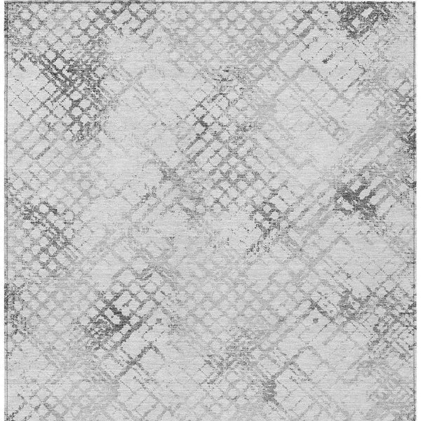 9' X 12' Gray Charcoal And Silver Geometric Washable Indoor Outdoor Area Rug