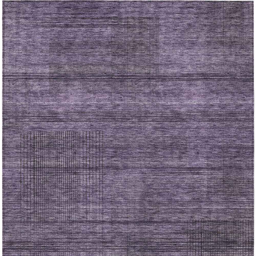 5' X 8' Plum Purple And Gray Striped Washable Indoor Outdoor Area Rug