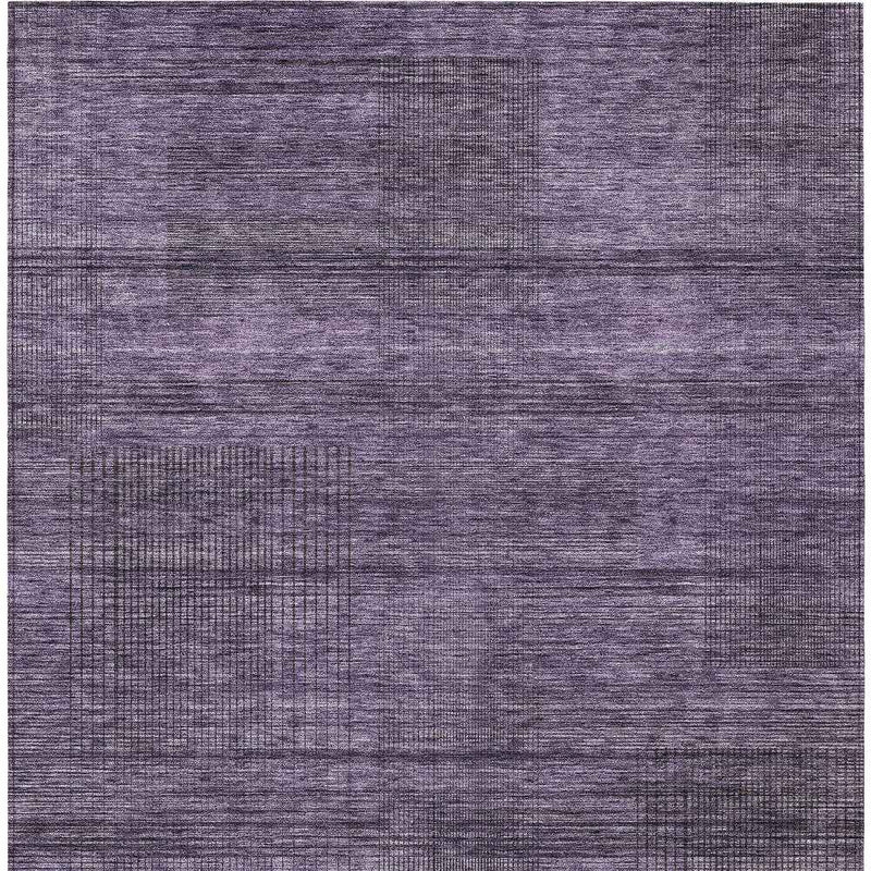 5' X 8' Plum Purple And Gray Striped Washable Indoor Outdoor Area Rug