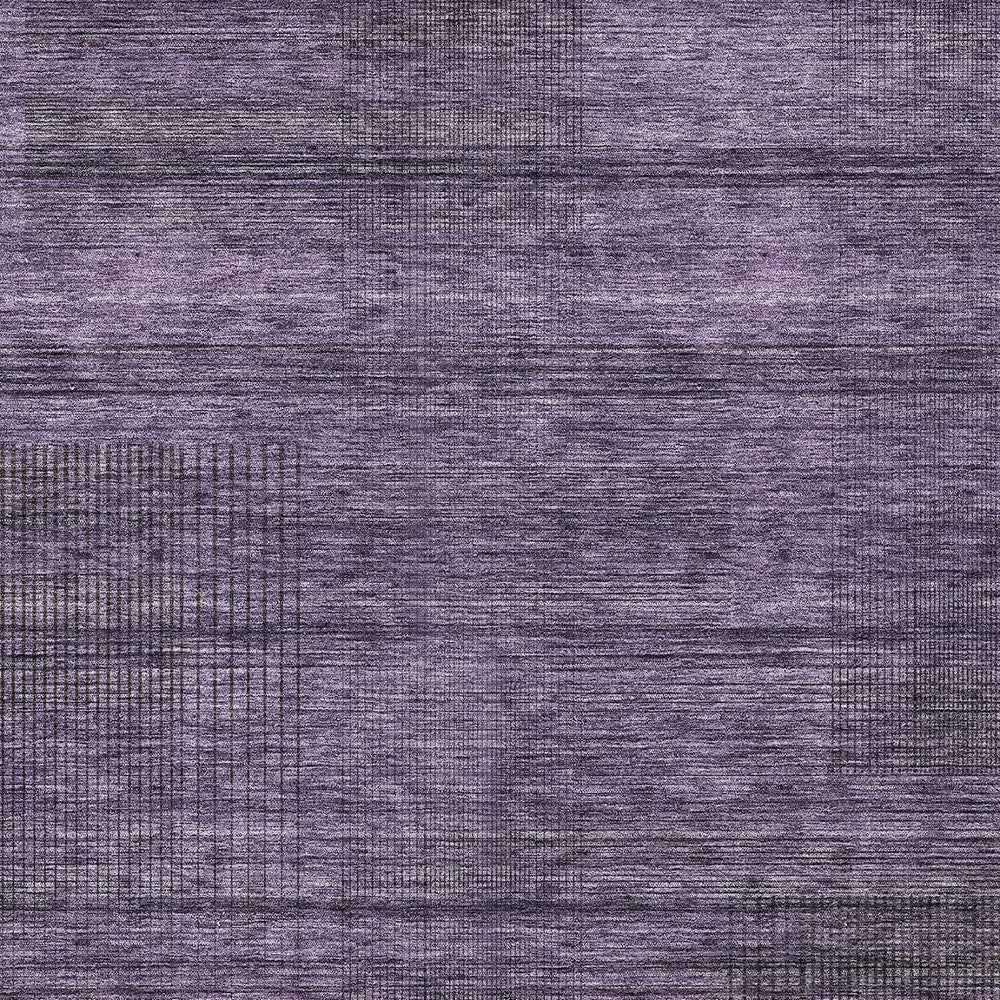 5' X 8' Plum Purple And Gray Striped Washable Indoor Outdoor Area Rug