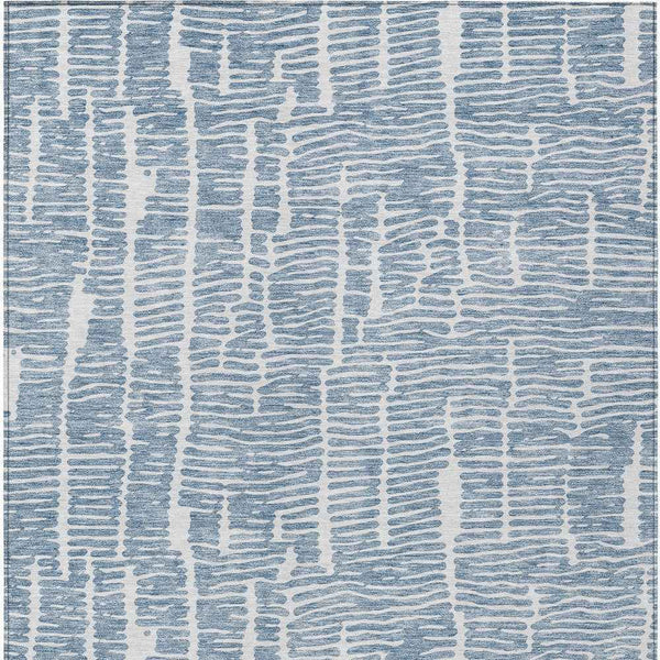 8' X 10' Blue And Ivory Abstract Washable Indoor Outdoor Area Rug