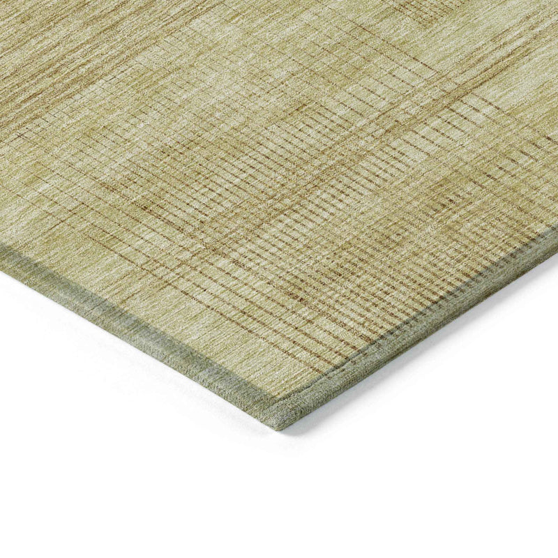 5' X 8' Gold Wheat And Beige Striped Washable Indoor Outdoor Area Rug