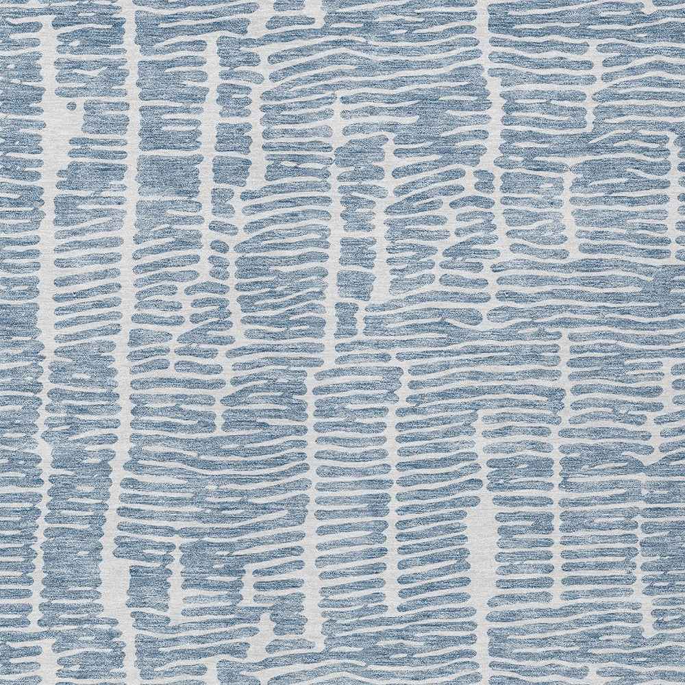 8' X 10' Blue And Ivory Abstract Washable Indoor Outdoor Area Rug