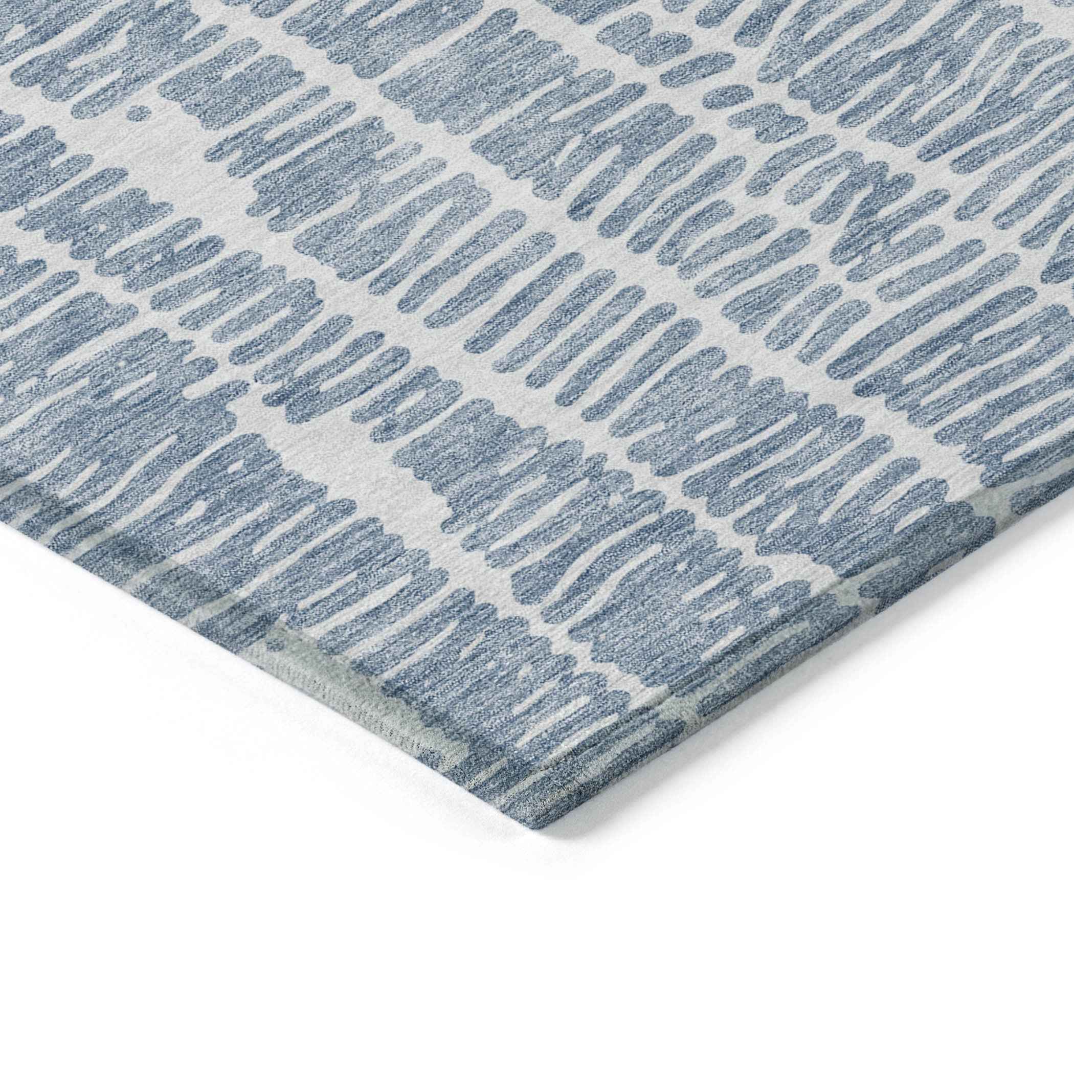 8' X 10' Blue And Ivory Abstract Washable Indoor Outdoor Area Rug