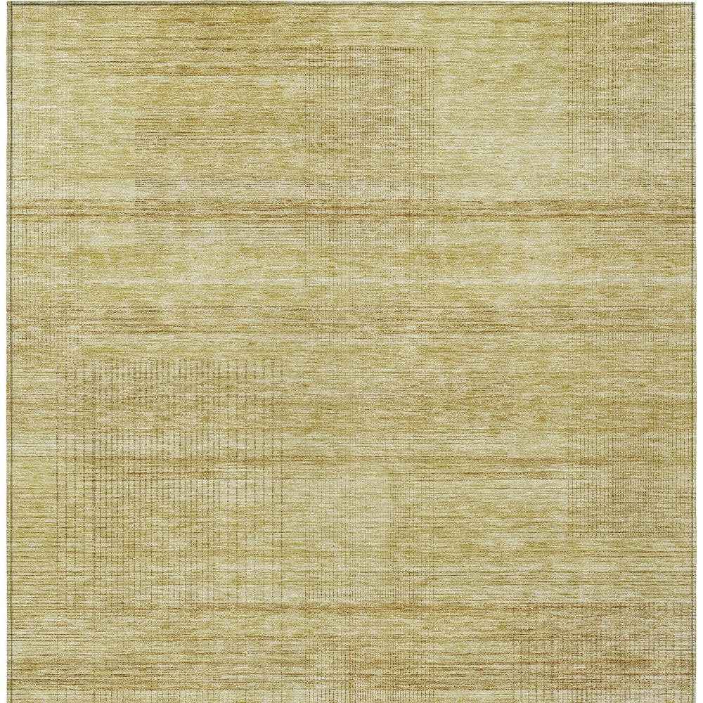 5' X 8' Gold Wheat And Beige Striped Washable Indoor Outdoor Area Rug