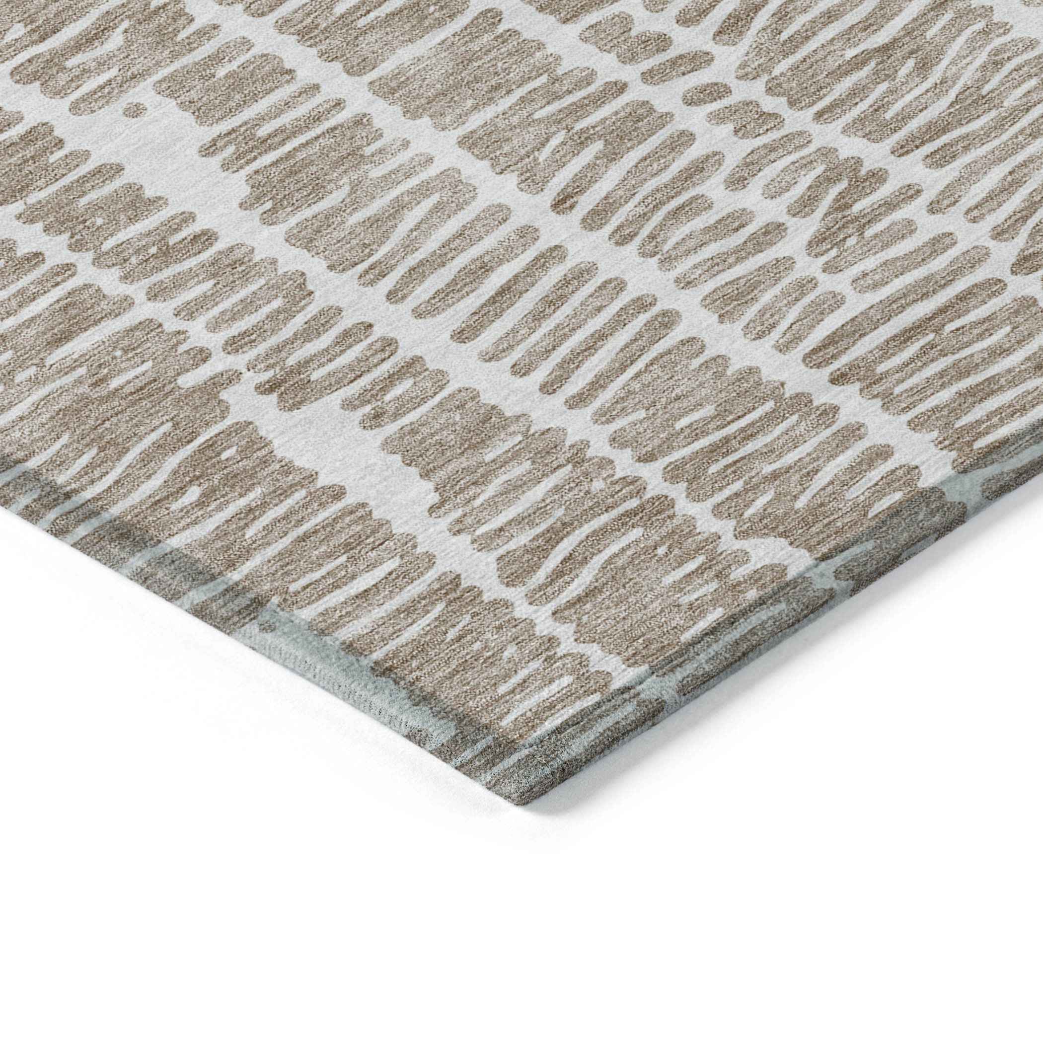 9' X 12' Brown And Ivory Abstract Washable Indoor Outdoor Area Rug