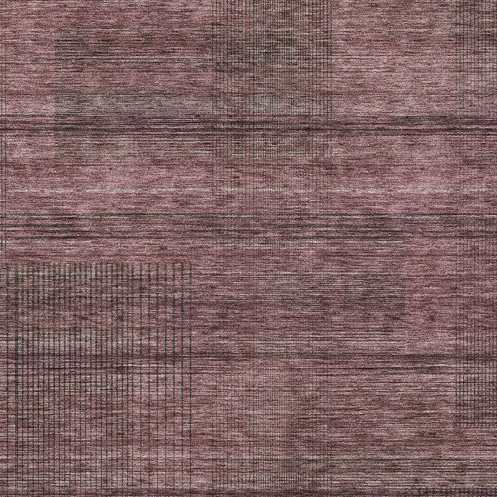 9' X 12' Merlot And Gray Striped Washable Indoor Outdoor Area Rug