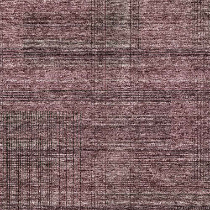 9' X 12' Merlot And Gray Striped Washable Indoor Outdoor Area Rug