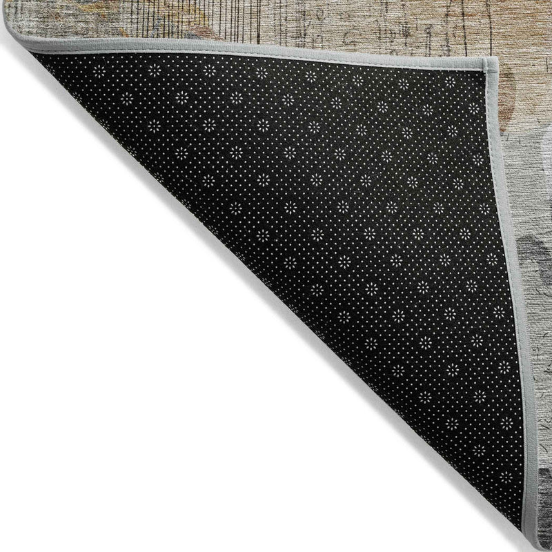 9' X 12' Terra Cotta Copper And Beige Floral Washable Indoor Outdoor Area Rug