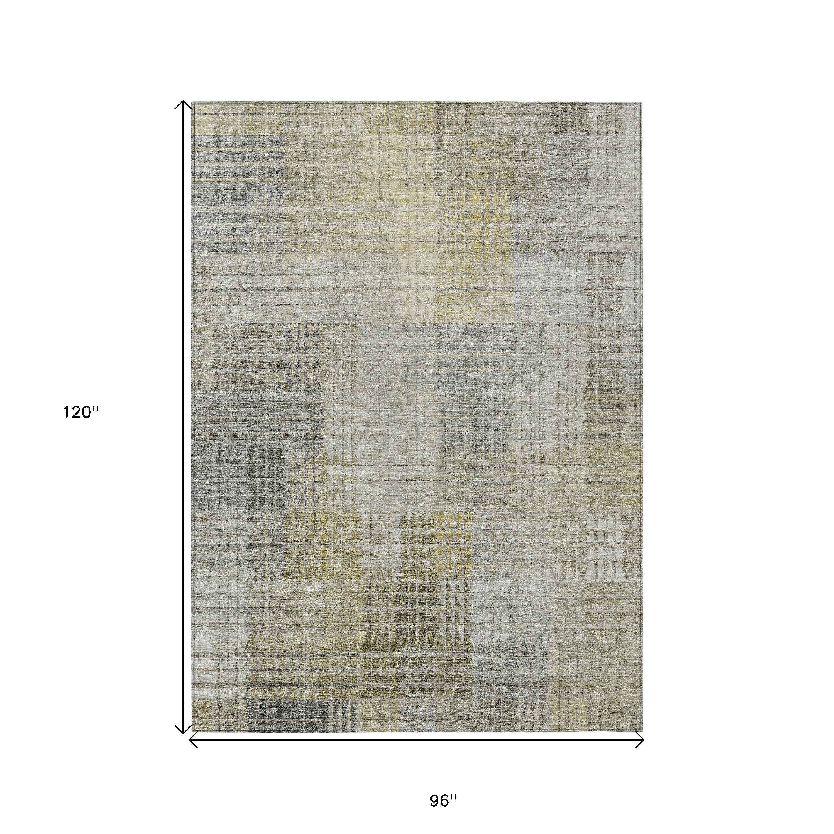 8' X 10' Taupe Beige And Brown Abstract Washable Indoor Outdoor Area Rug