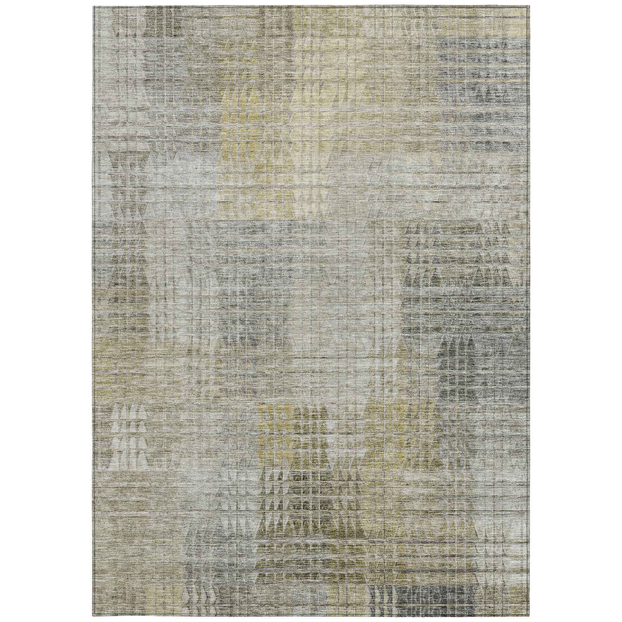 8' X 10' Taupe Beige And Brown Abstract Washable Indoor Outdoor Area Rug