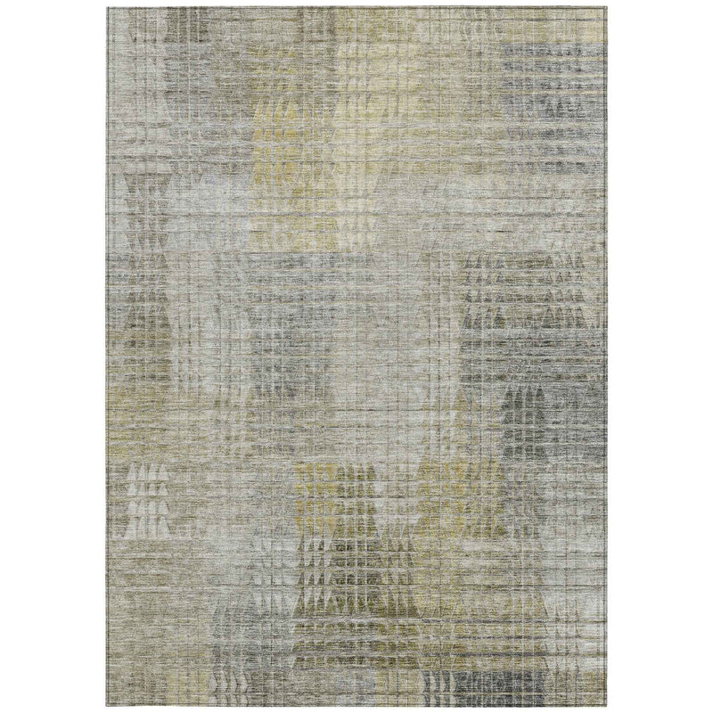 8' X 10' Taupe Beige And Brown Abstract Washable Indoor Outdoor Area Rug