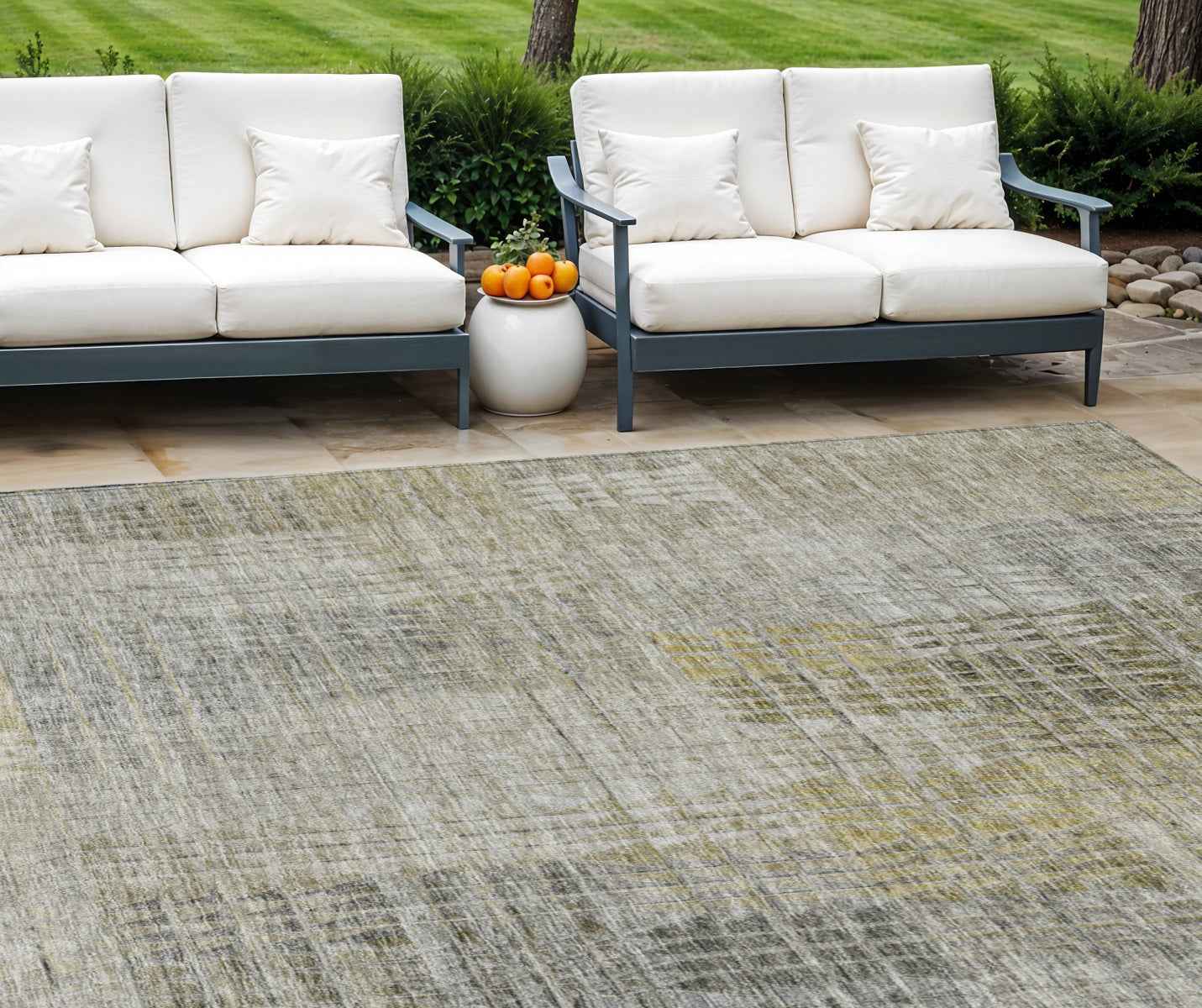 8' X 10' Taupe Beige And Brown Abstract Washable Indoor Outdoor Area Rug