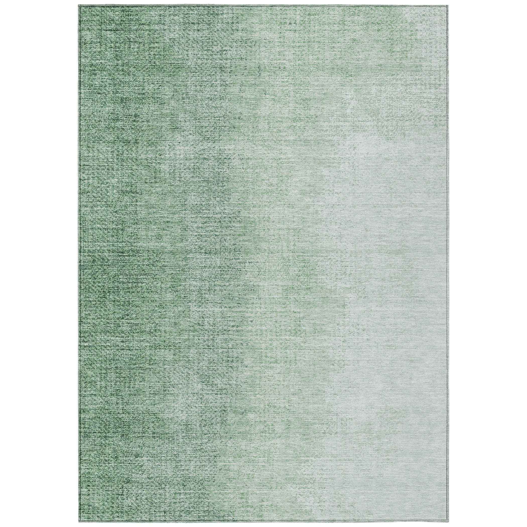 3' X 5' Artichoke Green And Fern Green Abstract Washable Indoor Outdoor Area Rug