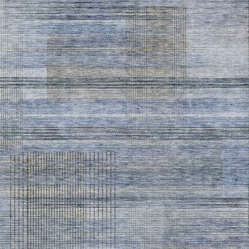 3' X 5' Denim Blue And Sky Blue Striped Washable Indoor Outdoor Area Rug