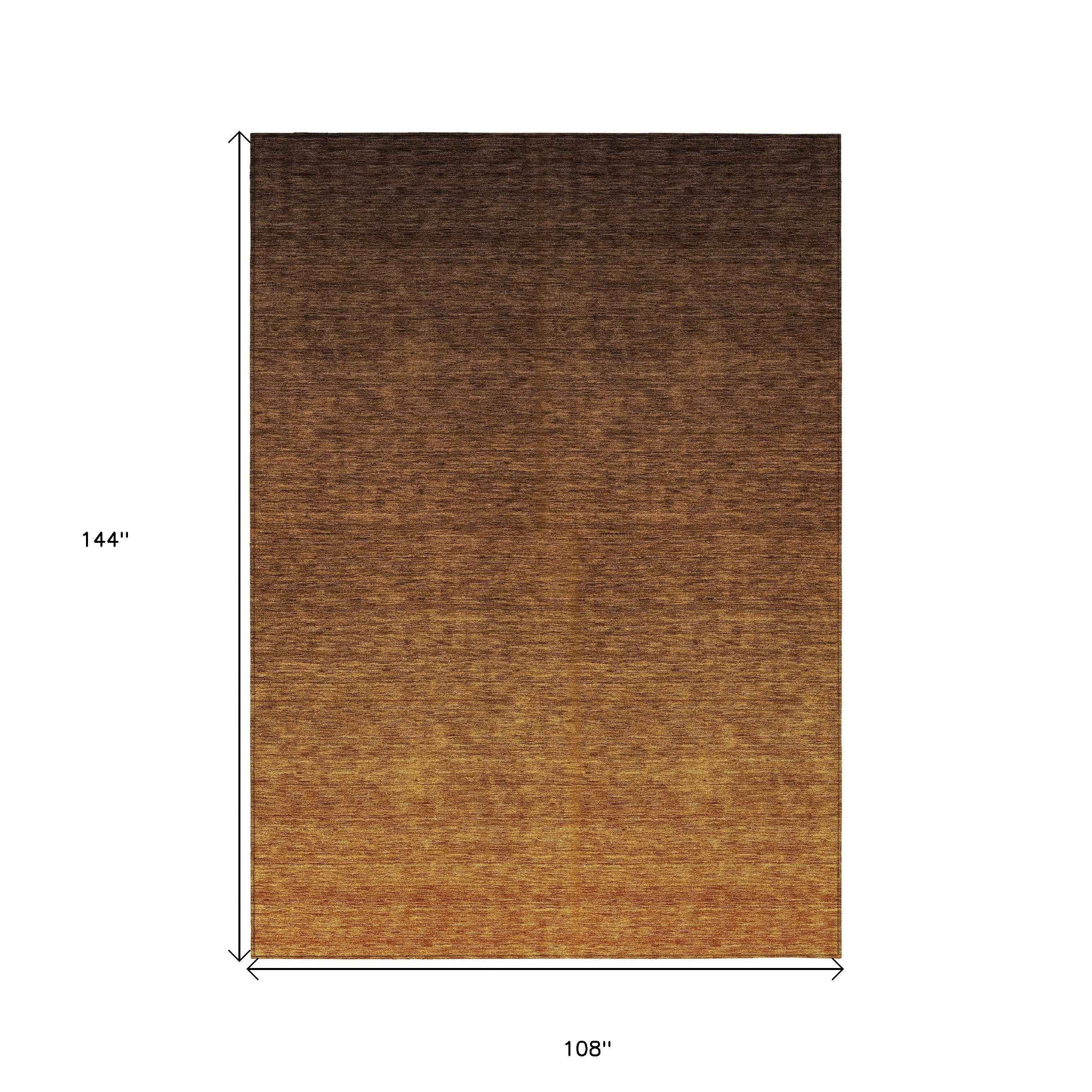 9' X 12' Chocolate And Brown Ombre Washable Indoor Outdoor Area Rug