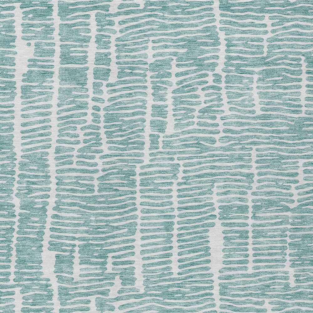 10' X 14' Teal Blue And Ivory Abstract Washable Indoor Outdoor Area Rug