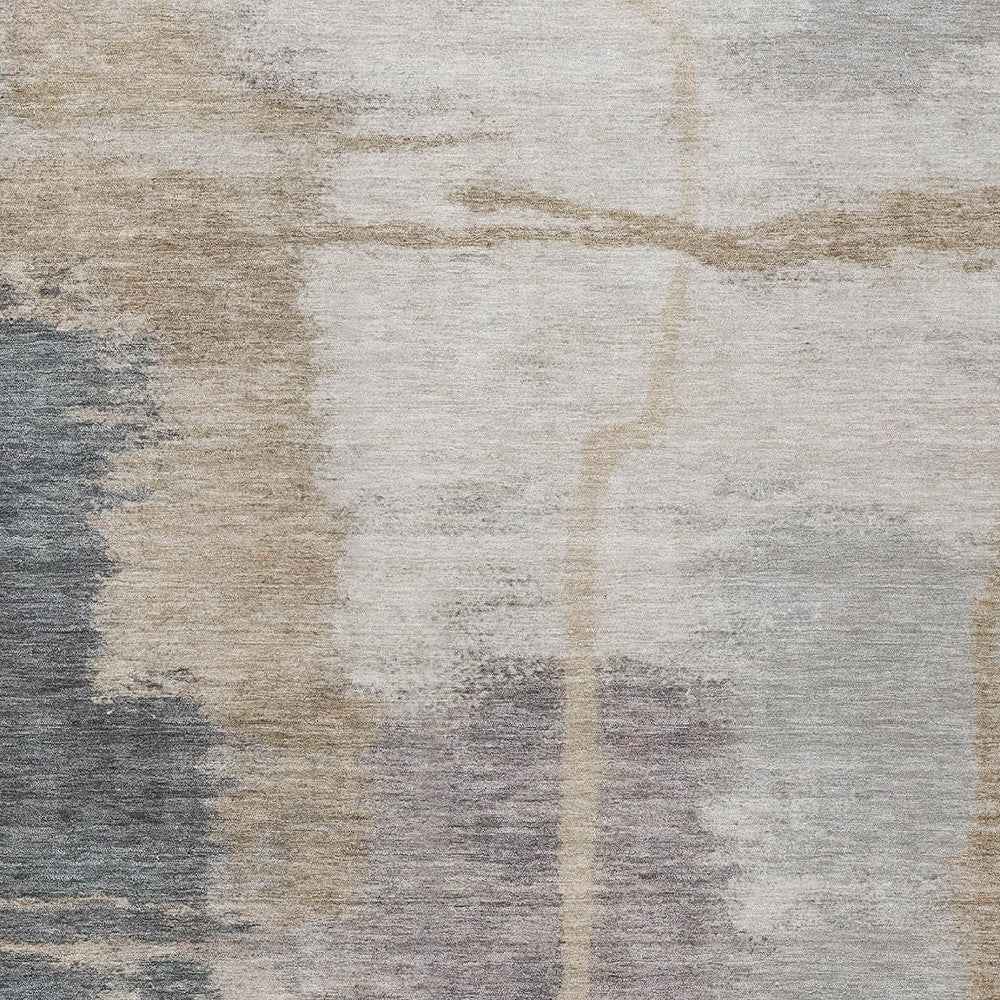 3' X 5' Gray Charcoal And Beige Abstract Washable Indoor Outdoor Area Rug