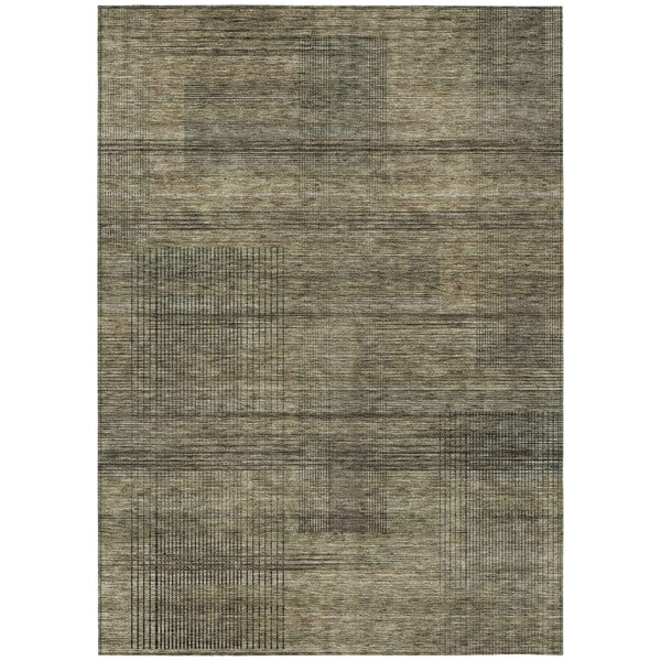 10' X 14' Brown Beige And Taupe Striped Washable Indoor Outdoor Area Rug