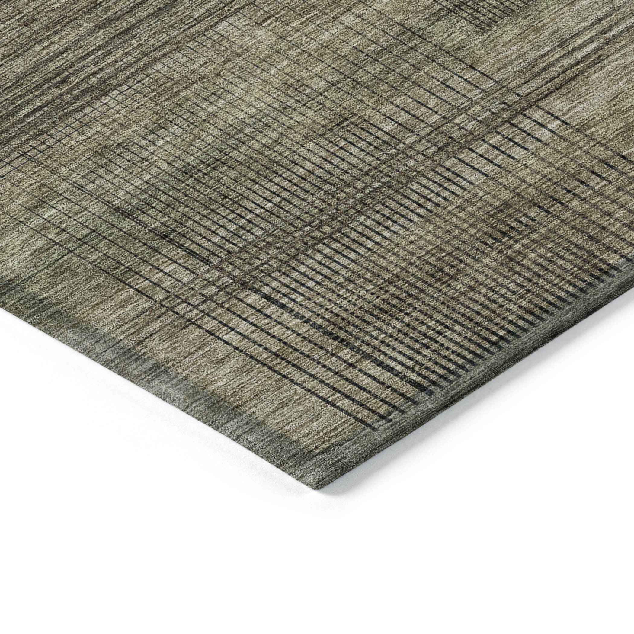 10' X 14' Brown Beige And Taupe Striped Washable Indoor Outdoor Area Rug