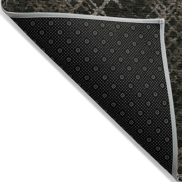 8' X 10' Brown And Chocolate Geometric Washable Indoor Outdoor Area Rug