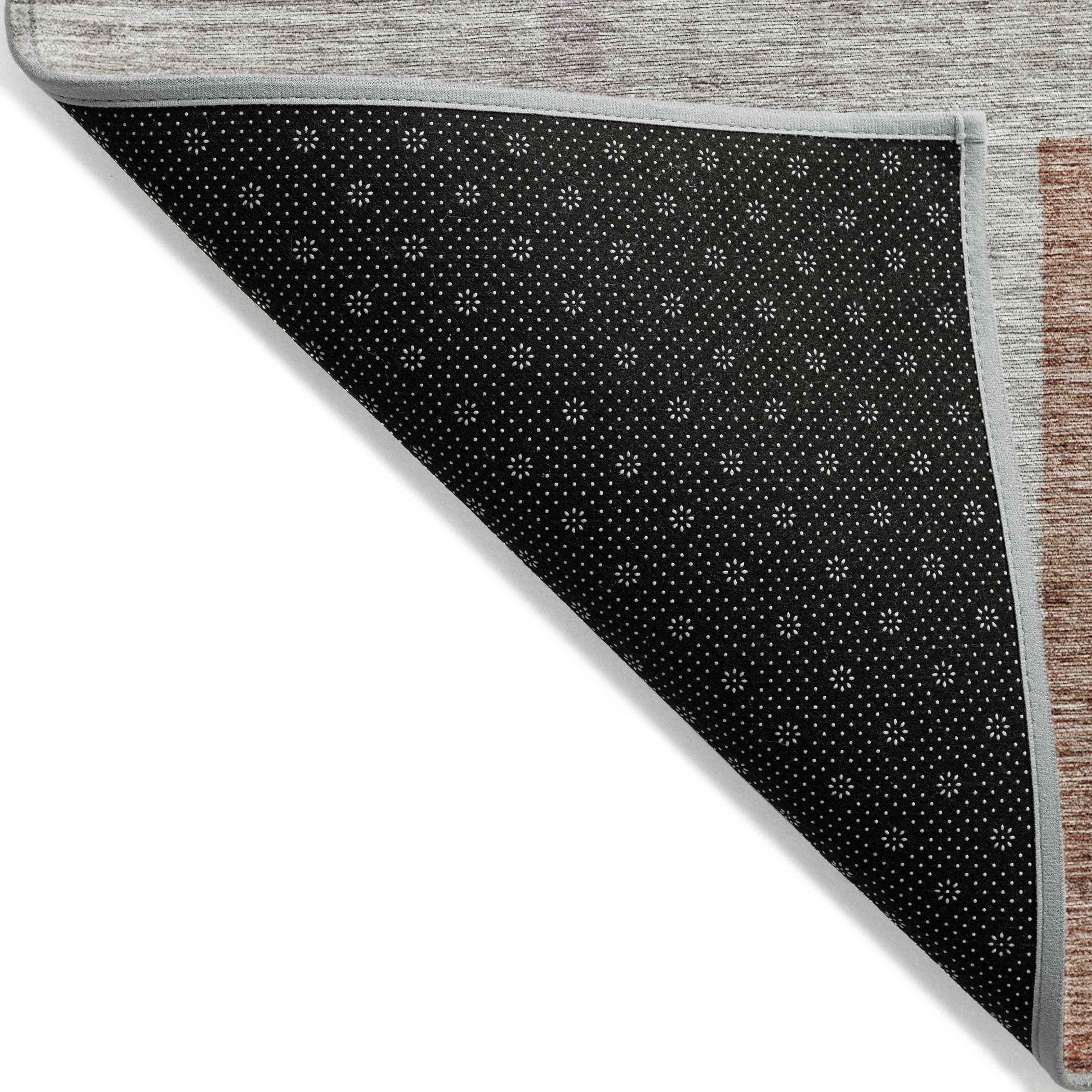 8' X 10' Taupe Charcoal And Copper Geometric Washable Indoor Outdoor Area Rug