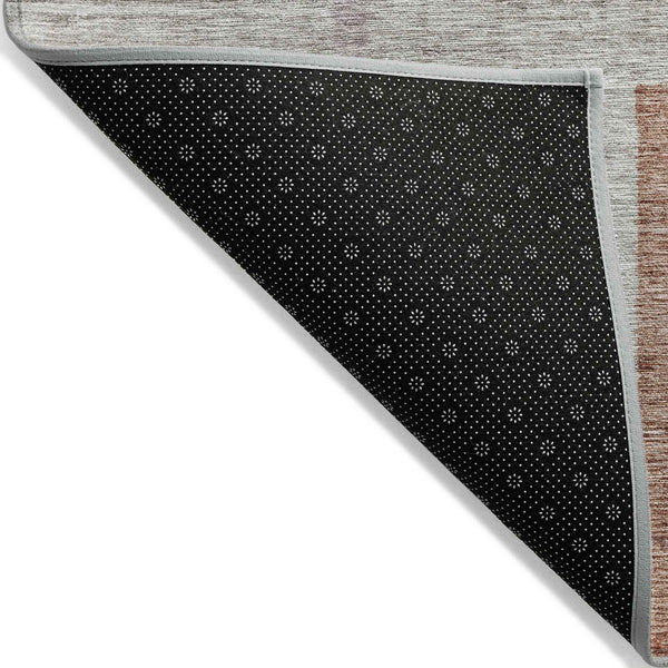 8' X 10' Taupe Charcoal And Copper Geometric Washable Indoor Outdoor Area Rug