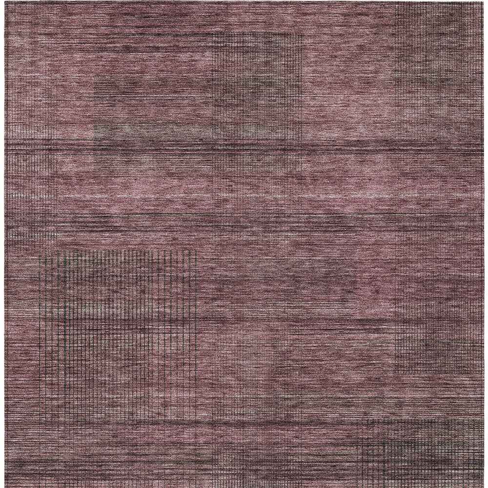 5' X 8' Merlot And Gray Striped Washable Indoor Outdoor Area Rug